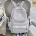 Korean style cute gray star backpack student schoolbag casual campus daily daypack. - No Pendant / Gray