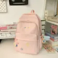 Cute pink backpack for school casual daily use, large capacity cute casual bookbag for girls. - With Charm / L / Pink