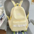 Korean style ins star print cute canvas backpack student school bag yellow casual daypack - No Pendant / Yellow