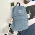 Blue plaid backpack Korean Harajuku style casual school bag for women daily student use. - L / With Charm / Light Blue