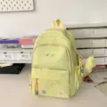 Light yellow casual backpack large capacity school bag with cute star embroidery - With Charm / S / Yellow