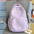 Purple casual lightweight backpack with cute butterfly prints and stripes for daily use. - No Pendant / Purple