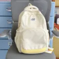 Zaino giallo chiaro con stampa di farfalle per studenti scuola e viaggio casual - senza ciondolo / Giallo
