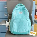 Zaino azzurro chiaro per studentesse, grande zaino casual con bellissime farfalle. - Con Ciondolo / Verde