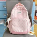 Zaino rosa carino per ragazze, grande borsa scolastica casual con simpatica stampa di farfalle. - Con Ciondolo / Rosa