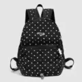 Mini sac à dos noir à pois blancs avec poche avant et cordon pour usage quotidien. - L / Noir Obsidienne