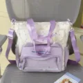 Joli sac à bandoulière en toile chat étoile doux étudiant ita bag grand sac fourre-tout - Sans pendentif / Violet