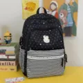 Cute polka dot rabbit school backpack large capacity casual daily book bag for women - No Pendant / Black
