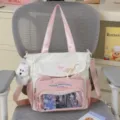 Sac ita en toile chat étoile grande capacité sac bandoulière épaule pour étudiants - Avec Charme / Rose