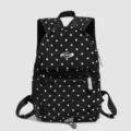 Mini sac à dos noir et blanc à pois style coréen pour femme, sac d'école loisirs en plein air. - S / Noir Obsidienne
