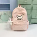 Pink polka dot school backpack with cute puppy print and star pendant for students daily use. - No Pendant / Pink