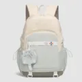 Tweekleurige canvas schoolrugzak voor dames, ruime dagelijkse casual rugzak met leuke kattenhanger. - Bonengroen