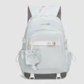 Joli sac à dos scolaire bleu clair pour filles avec grande capacité et pendentif de chat. - Bleu