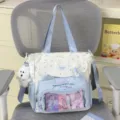 Joli sac bandoulière itabag chat étoile en toile pour filles, grand sac doux avec fenêtre. - Avec Charme / Bleu