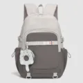 Sac à dos gris élégant pour étudiants avec pendentif chat mignon et grande capacité. - Gris
