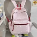 Pink star print casual backpack for student daily commute lightweight large capacity bookbag - No Pendant / Pink