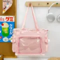 Pink Ita Bag transparent shoulder crossbody bag large capacity cute student book bag - Pink (Without Pearl Lace Pendant)