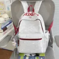 Casual ins-style printed backpack for students, large capacity lightweight school bag. - With Charm / Gray