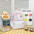 Korean ins cute sweet campus pink gingham polka dot backpack large capacity student schoolbag - Small (No Pendant) / Pink