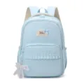 Light blue polka dot school backpack for girls, casual cute casual daypack with cute bow. - Without Pendant / Blue