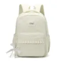 Cute polka dot school backpack for primary school girls, lightweight casual backpack new. - Without Pendant / Off White