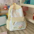 Japanese style sweet star polka dot backpack, cute transparent front pocket school bag for students - No Pendant / Yellow