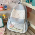 Japanese ins style sweet cute stars backpack light blue casual shoulder bag for students - With Star Bone Pendant / Blue
