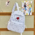 Sac à dos à carreaux bleu et blanc style japonais sac d'école décontracté pour femmes - Grand (Sans Pendentif) / Bleu