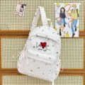 Sac à dos d'école à motifs de carreaux et de cœurs avec broderie d'amour pour les étudiants. - Grand (Sans Pendentif) / Vert