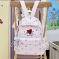 Sac à Dos Scolaire à Carreaux Rose Style INS Cartable Collège pour Fille Voyage - Grand (Avec Pendentif) / Rose