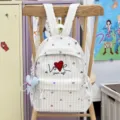 Sac à dos scolaire à carreaux style ins japonais pour femmes sac de collège polyvalent blanc grille - Grand (Avec Pendentif) / Vert