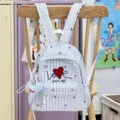 Sac à dos scolaire à carreaux style ins japonais pour filles, sac de voyage mignon. - Petit (Avec Pendentif) / Bleu
