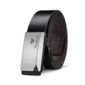 Men genuine leather belt black automatic metal buckle business casual luxury stylish daily wear - 105cm / Silver