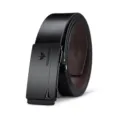 Men's black leather belt with automatic alloy buckle, stylish business casual accessory. - 105cm / Black