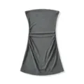 Top de tubo sin tirantes gris oscuro en detalle, con ajuste entallado, fruncidos y dobladillo. - S / Gris Vigoré