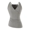 Grijs V-hals crossover gerimpeld dames slim fit casual mouwloos basic hemdje top - S / Camisoles / Lichtgrijs