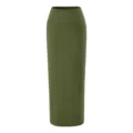Women's solid green high-waisted slim fit maxi skirt casual elegant straight midi skirt - S / Skirts / Olive Green