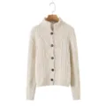 Dames kabelgebreide cardigan trui col met knopen herfst winter casual bovenkleding mode chic - Eén maat / Tops / Abrikoos