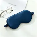 Dark blue mulberry silk sleep mask, soft breathable eye shade for travel, home, and office. - Lake Blue