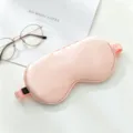Pure mulberry silk sleep mask in soft pink, breathable shading for restful sleep and travel. - Light Pink Red