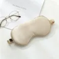 Pure silk sleep mask in champagne beige, soft breathable shading eye mask for rest. - Light Camel