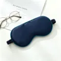 Pure silk sleep mask for comfortable resting, breathable blocking light, portable nap eye cover. - Navy Blue