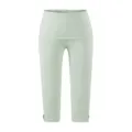 Details van de lichte groene yogabroek met omgeslagen taille en splitzoom design. - XS / Bonengroen