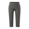 Grijs capri yoga legging detail, hoge omslagtaille, enkelvide ontwerp, elastische stof. - XS / donkergrijs