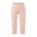 Roze hoge taille cropped yogabroek detail, rekbare slim stof met stijlvolle split zoom. - Mist Roze
