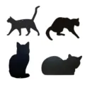 Set of 4 black cat silhouette acrylic hanging ornaments for garden and home decor. - Cat A+B+C+D Set