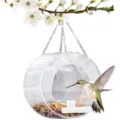 Clear acrylic hanging bird feeder for outdoor garden use, transparent round bird house with feeding tray. - Standard Type