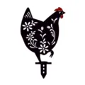 Acrylic rooster garden stake outdoor lawn yard decoration floral cutout waterproof design detail view - Matte Black (01)