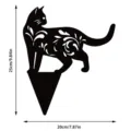 Black metal cat garden stake hollow yard art outdoor lawn decoration plant insert 25cm - Elegant Black Cat (04)