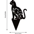 Black cat metal garden stake yard art with hollow floral pattern, 25x20cm outdoor decor. - Vine Black Cat (03)
